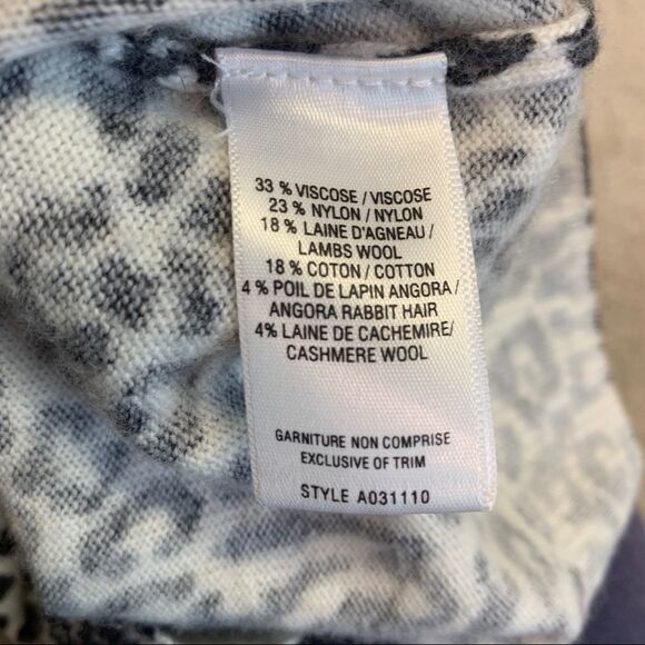 Zara black white long sleeve leopard cheetah print wool cashmere blend sweater M - Picture 7 of 11